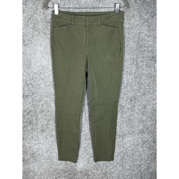 Old‎ Navy High Rise Pixie Chino Pants Womens Size 2 Green Stretch Pockets - Picture 1 of 9